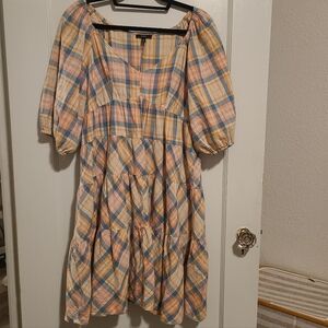 Drew by Anthropologie Plaid Cotton Dress Size L